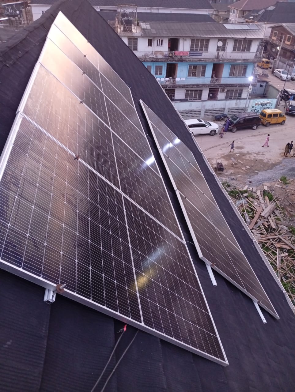 Solar panels mounted on rooftop