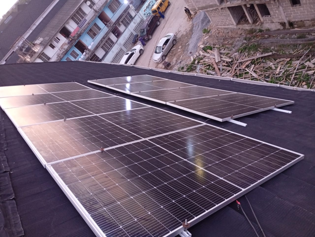 Multiple solar panels installed on rooftop